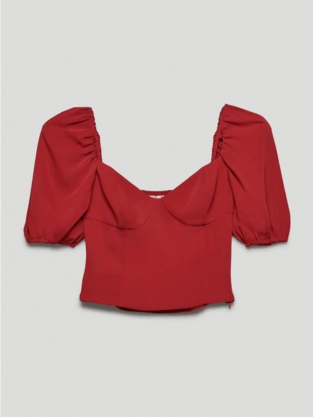 Aritzia novella Wilfred  Red Puff-Sleeve Sweetheart Top